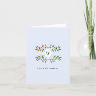 Carte De Remerciements Monogramme élégant avec verdure