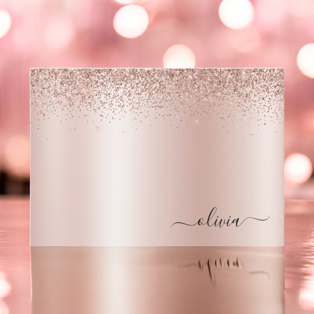 Carte De Remerciements Monogramme en métal Parties scintillant rose doré  (Créateur téléchargé)
