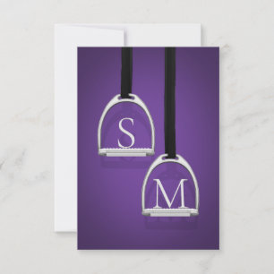 Carte De Remerciements Monogramme Fer à rupe foncé violet équestre