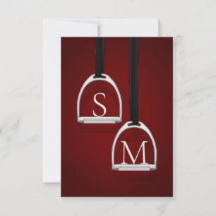 Carte De Remerciements Monogramme Fer à rupe noir rouge équestre