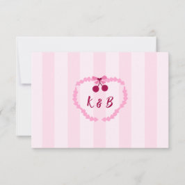 Carte De Remerciements Monogramme Fête de Mariage Rose Cerise Douce