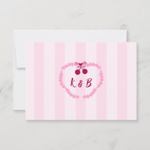 Carte De Remerciements Monogramme Fête de Mariage Rose Cerise Douce
