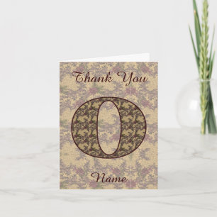 Carte De Remerciements Monogramme Initiale O Élégant Floral Vintage 