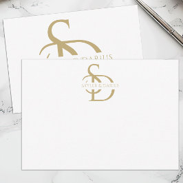 Carte De Remerciements Monogramme Mariage Simple Personnalisé Avec Nom