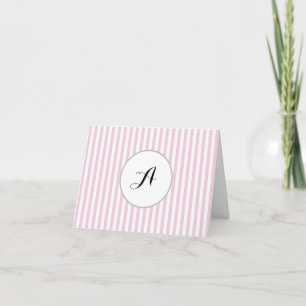 Carte De Remerciements Monogramme personnalisé rayure rose Parisan