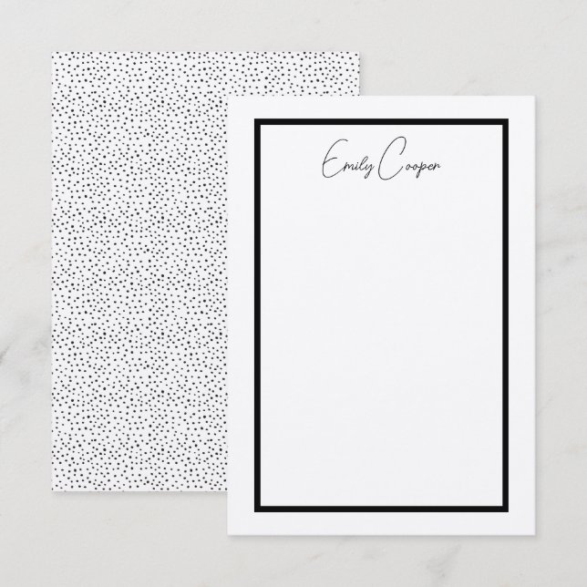 Carte De Remerciements Monogramme Rustique Simple Polka Noir Point Bordur (Devant / Derrière)