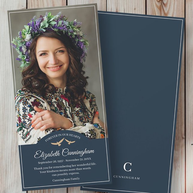 Carte De Remerciements Monogrammes commémoratifs Oiseaux Photo classique (Créateur téléchargé)