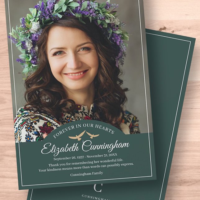 Carte De Remerciements Monogrammes commémoratifs Oiseaux Photo classique (Créateur téléchargé)