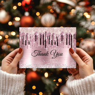 Carte De Remerciements Monographie holographique chic rose