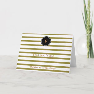 Carte de remerciements monographique à rayures ver