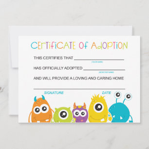 Carte De Remerciements Monster Anniversaire Party Adopter un Monster Adop