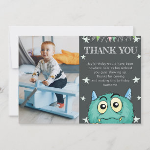 Carte De Remerciements Monster Thème Photo Anniversaire