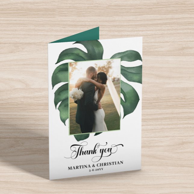 Carte De Remerciements Monstera Tropical Leaf Mariage plié (Créateur téléchargé)