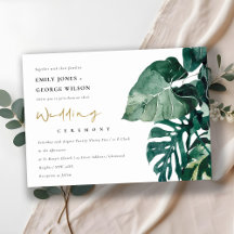 Monstera tropicale Feuillage vert Mariage Invitati