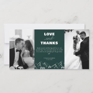 Carte De Remerciements Montagnes extérieures Pine Tree Emerald Mariage Ph