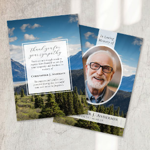 Carte De Remerciements Montagnes Nature Photo Sympathy Funeral Memorial