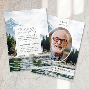 Carte De Remerciements Montagnes Nature Photo Sympathy Funeral Memorial