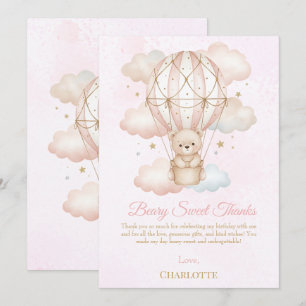 Carte De Remerciements Montgolfière Beary Sweet 1er Anniversaire