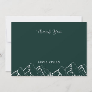 Carte De Remerciements Monts extérieurs Pine Tree Emerald Green Bridal