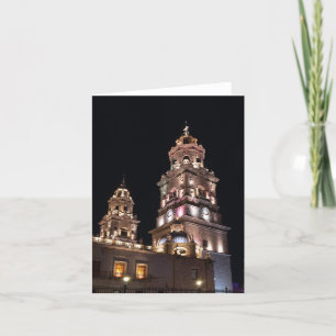 Carte De Remerciements monument de la cathédrale morelia tours la nuit