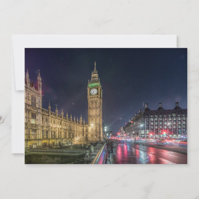 Carte De Remerciements Monuments | Big Ben la Nuit (Devant)