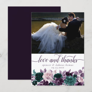 Carte De Remerciements Moody Boho   Eggplant Purple Turquoise Photo Love 