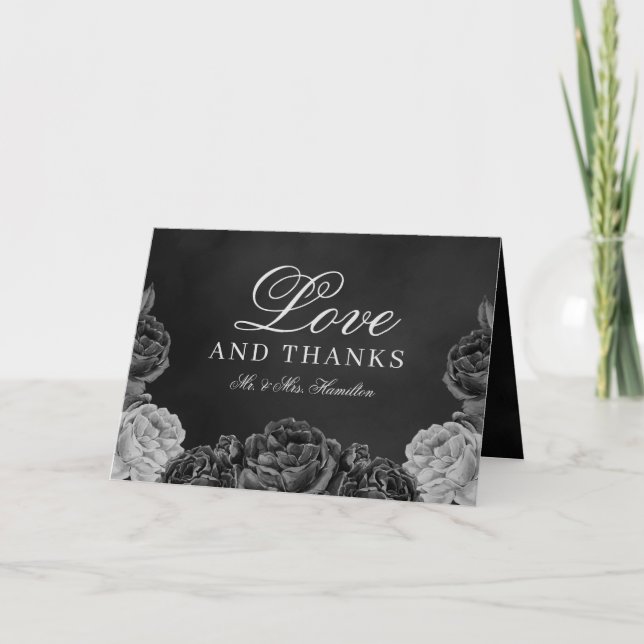 Carte De Remerciements Moody Elegance Gothique Floral Aquarelle Mariage E (Devant)