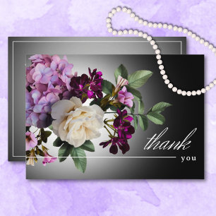 Carte De Remerciements Moody foncé minuit violet Mariage de la romance fl