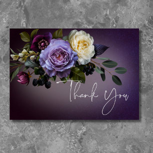 Carte De Remerciements Moody foncé violet lavande Floral moderne