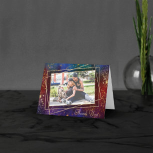 Carte De Remerciements Moody Ombre   Dark Jewel Tone Gold Stars Photo