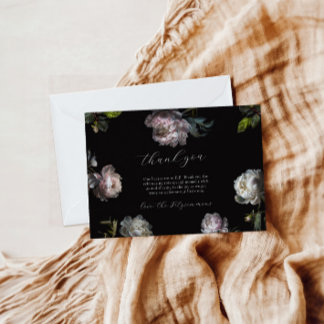 Carte De Remerciements Moody Peony Dark Floral Baby Shower