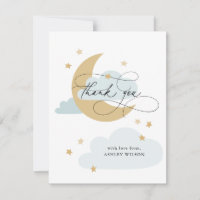 Moon and Stars Matte Blue Script Baby Shower