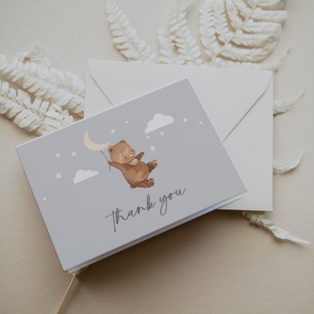 Carte De Remerciements Moon Stars Bear Baby shower (Créateur téléchargé)