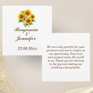 Carte De Remerciements Mordern Elegant Rustic Boho Mariage de tournesol