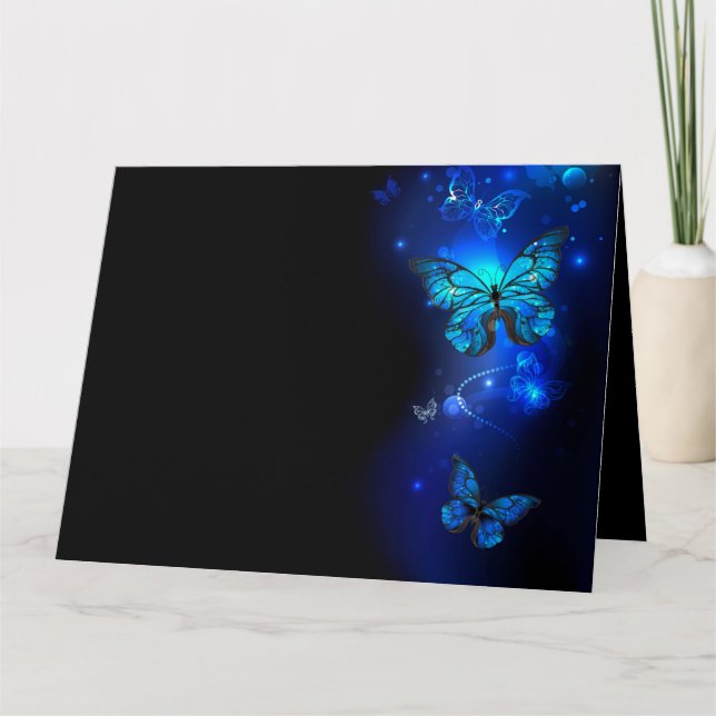 Carte De Remerciements Morpho Butterfly in the Dark Background (Devant)