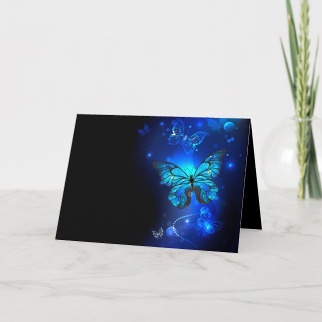 Carte De Remerciements Morpho Butterfly in the Dark Background (Devant)