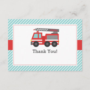 Carte De Remerciements Mot de remerciement pour camion de pompiers rouge
