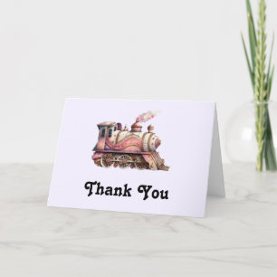 Carte De Remerciements Moteur de train rose Style Steampunk Vintage