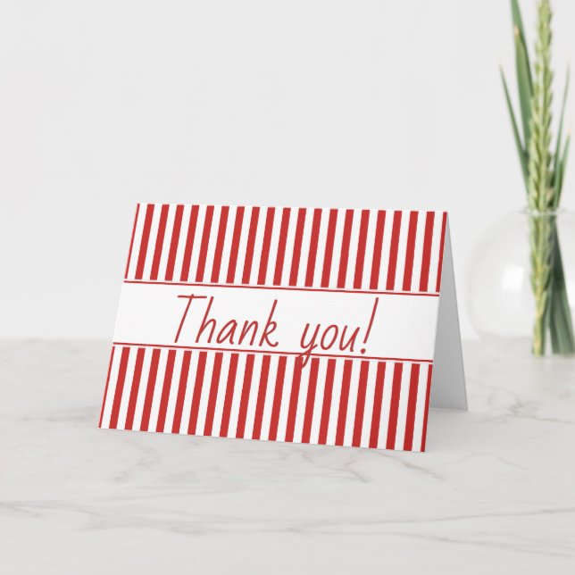 Carte De Remerciements Motif à bandes simples - Rouge géométrique/Blanc (Devant)