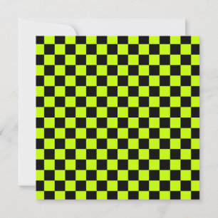 Carte De Remerciements Motif à carreaux vert acide et noir