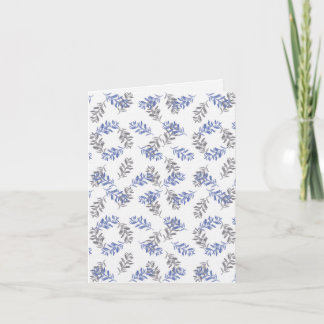 Carte De Remerciements Motif aquarelle botanique bleu et gris