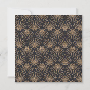 Carte De Remerciements Motif Art Déco avec motifs floraux dorés