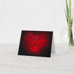 Carte De Remerciements Motif boho romantique du coeur de Mandala rouge co