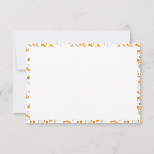 Carte De Remerciements Motif botanique orangé (Dos)