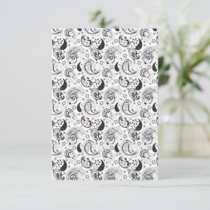 Carte De Remerciements Motif cachemire noir et blanc – Art textile élégan