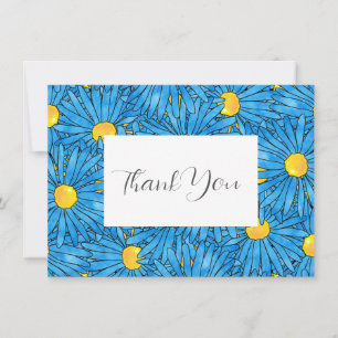 Carte De Remerciements Motif d'aster à l'aquarelle et au stylo abstrait b