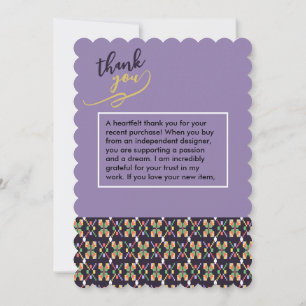 Carte De Remerciements Motif de broderie pixel de Songket traditionnel de