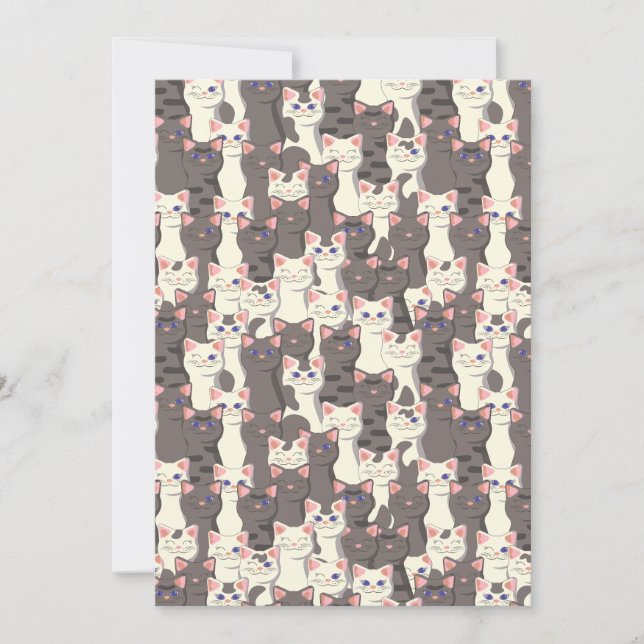 Carte De Remerciements Motif de chats blancs et gris (Devant)