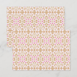 Carte De Remerciements motif de fleurs rose et blanche sur un dos brun