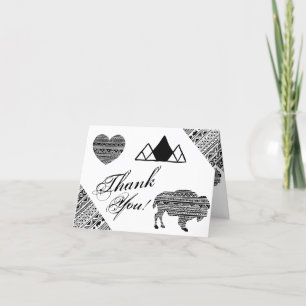 Carte De Remerciements Motif de la tribu Boho Buffalo plié